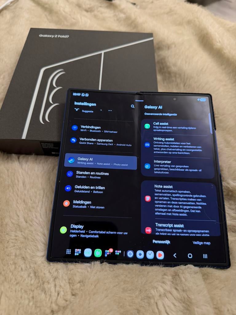 Samsung Galaxy Z Fold7 256GB. Batterijcapaciteit 100%, Ophalen, Blauw, Touchscreen, Zo goed als nieuw