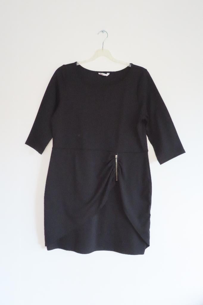 Jurk Zwart Rits Miss Etam mt XL (4255), Zwart, Maat 46/48 (XL) of groter, Ophalen of Verzenden, Zo goed als nieuw