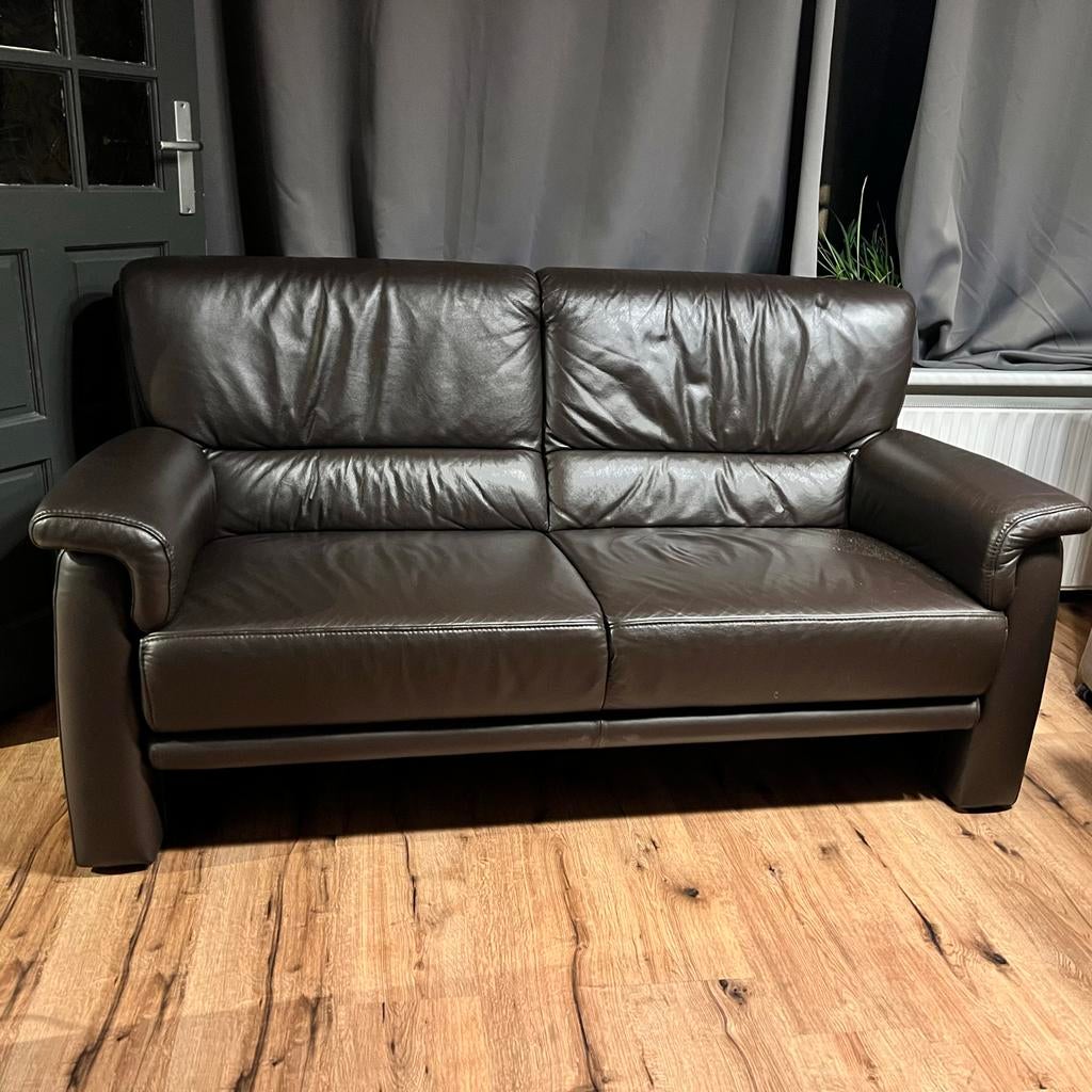 Tweezits leren bank, 150 tot 200 cm, Tweepersoons, Ophalen of Verzenden, Zo goed als nieuw