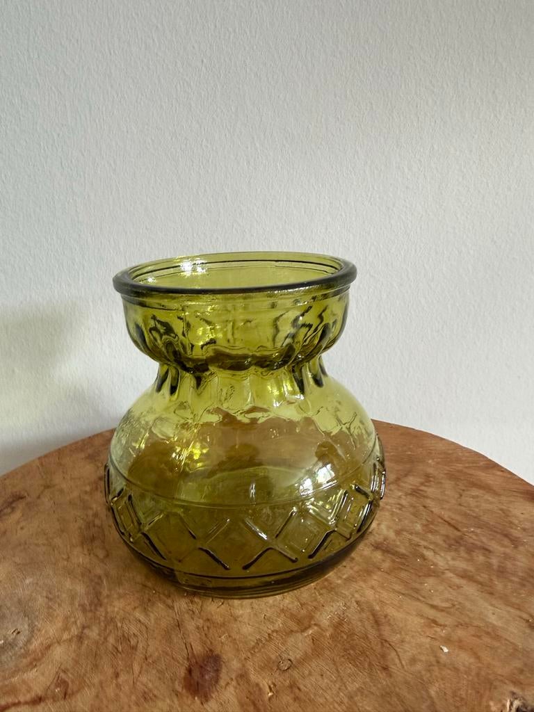 Vintage groen hyacinten glas,  gemerkt., Ophalen of Verzenden, Zo goed als nieuw, Overige typen