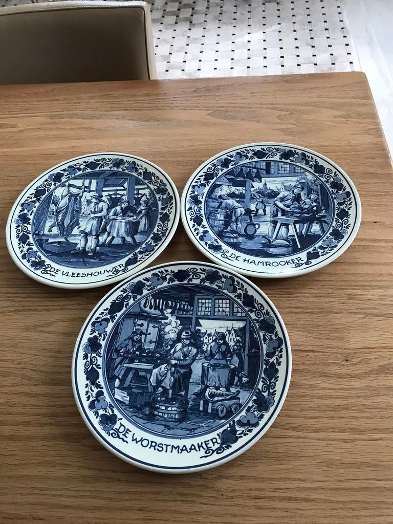 Delfsblauwe borden x3, Ophalen of Verzenden