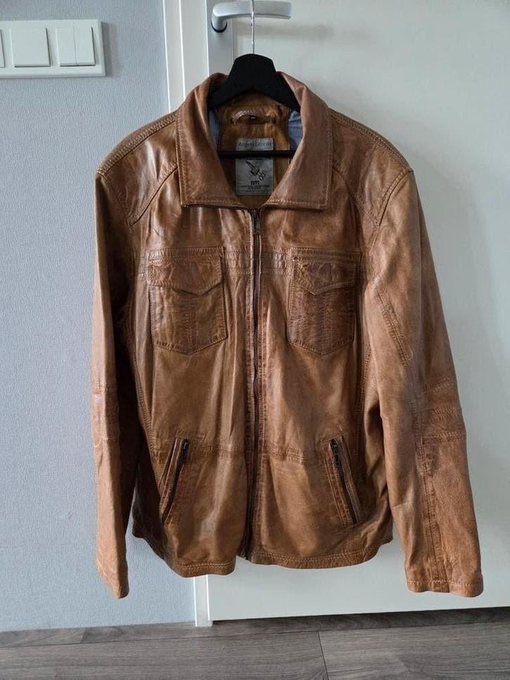 Leren jas Angelo Litrico, Bruin, Angelo Litrico, Overige maten, Ophalen of Verzenden