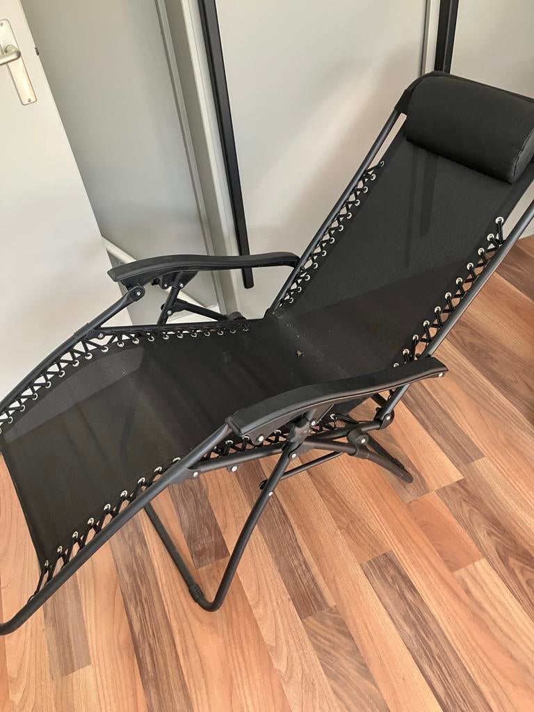 Zwarte ligstoel, Caravans en Kamperen, Kampeermeubelen, Ophalen, Gebruikt, Campingstoel
