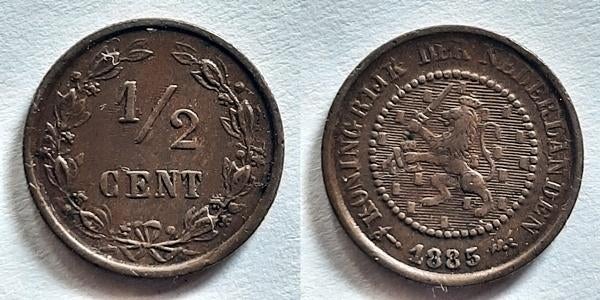 Halve cent 1885, Verzenden, Koning Willem III, Overige waardes