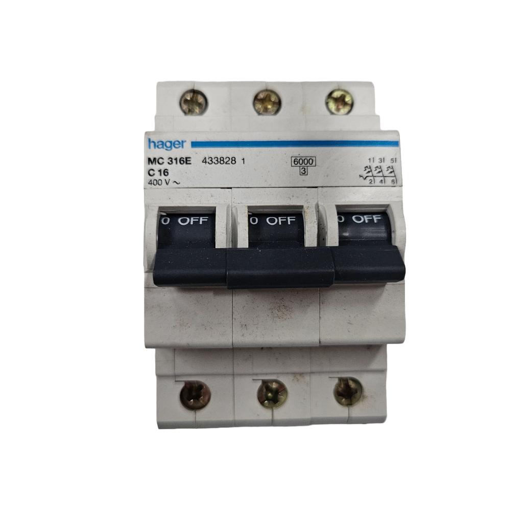 Hager installatie automaat 3 fase 3 polig C16, Niet ingevuld, Nieuw, Niet ingevuld, Niet ingevuld