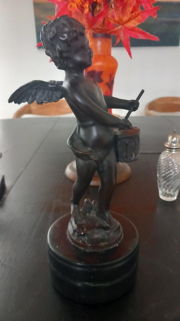 Antieke putti met trommel, Ophalen of Verzenden