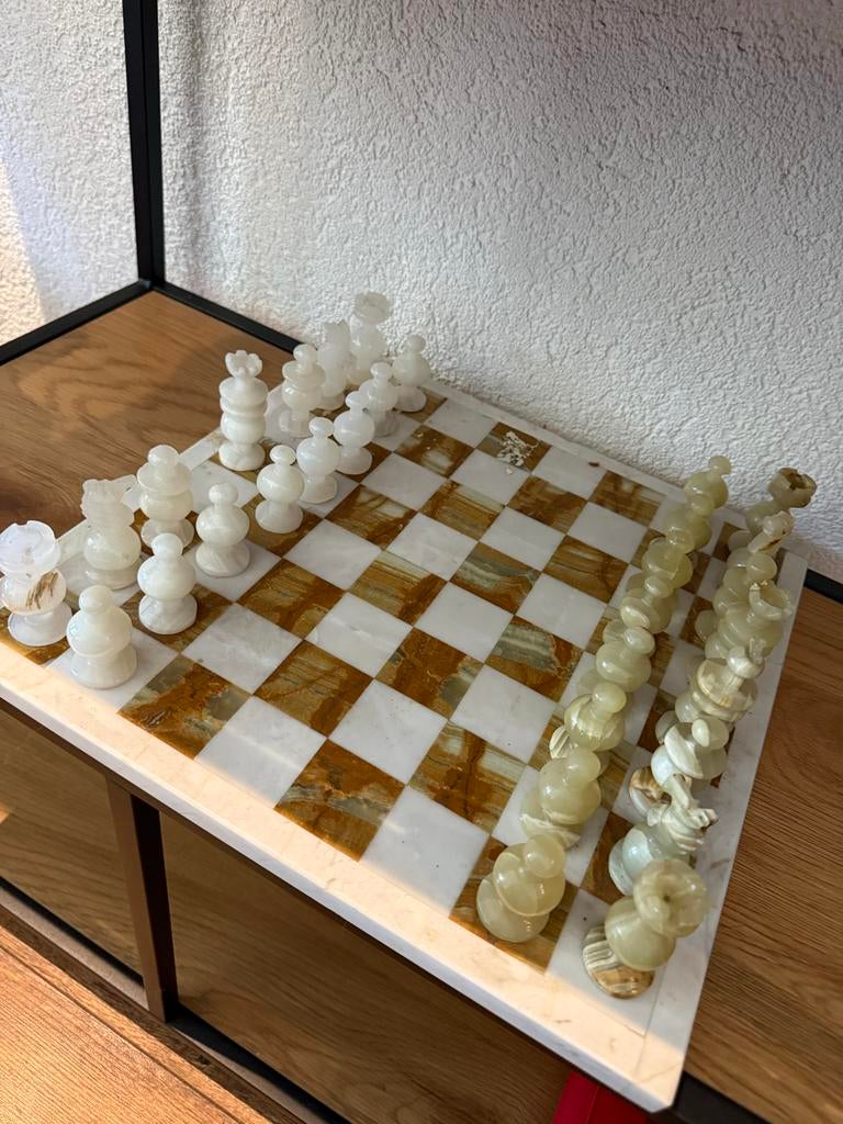 Marmeren schaakspel, Ophalen of Verzenden, Minder dan 500 stukjes, Gebruikt, Schaken