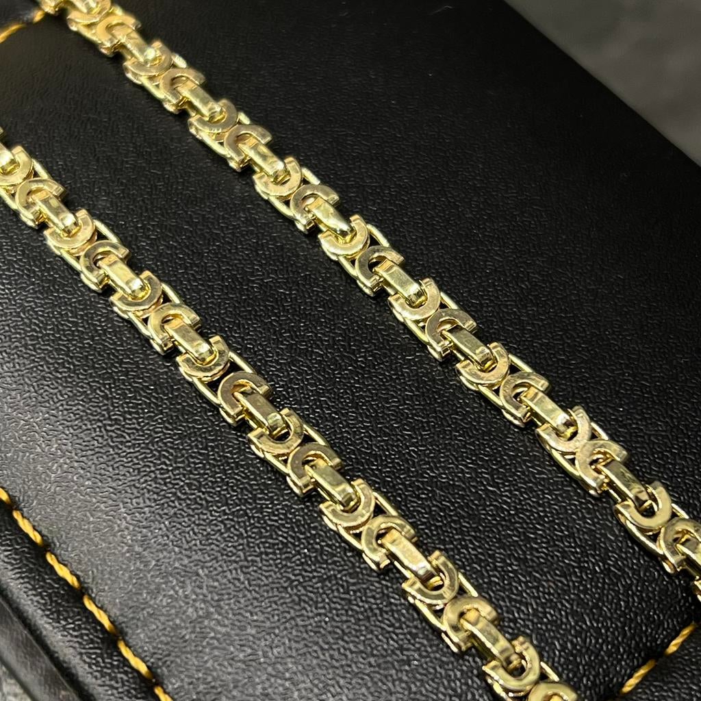 14 karaat gouden platte koningsketting massief schakel, Ophalen of Verzenden, Nieuw, Goud