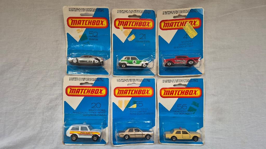 6 Matchbox auto's in originele verpakking uit 1980, Ophalen of Verzenden, Zo goed als nieuw, Auto