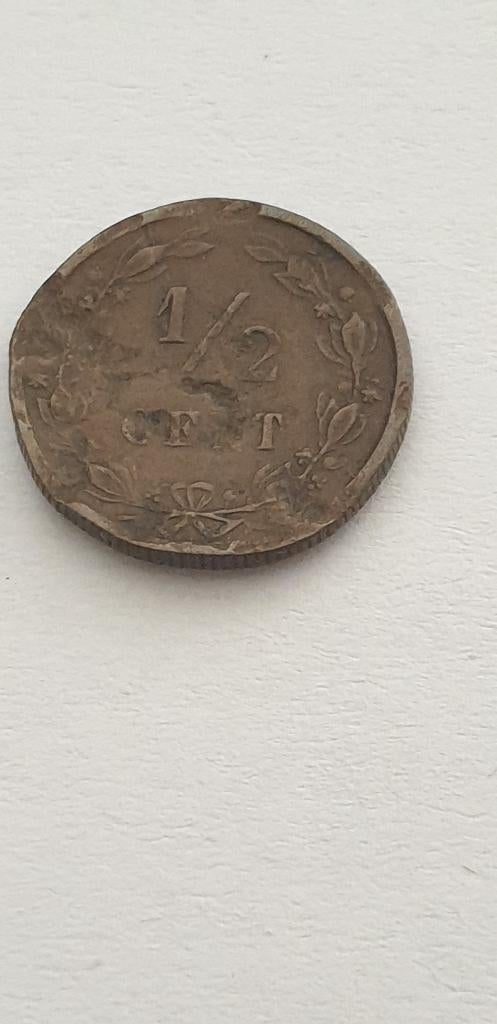 2913 nederland 1/2 cent uit 1884, Postzegels en Munten, Munten | Nederland, Verzenden, Koning Willem III, Overige waardes