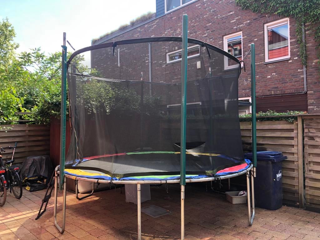 Grote trampoline 4,5m doorsnee - De perfecte babysitter!, Ophalen of Verzenden, Gebruikt