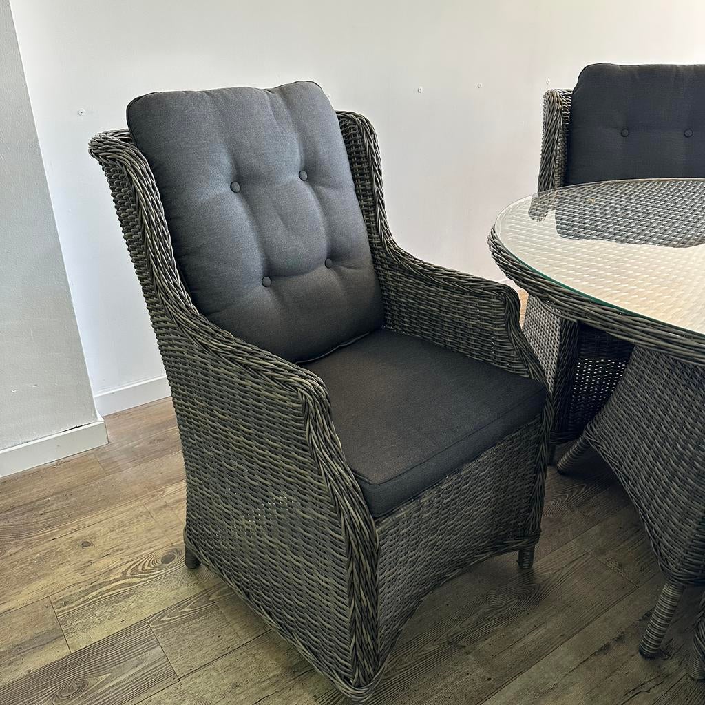 Ronde Tuinset 120 cm – ZGAN – 4 stoelen TWV €1450,-, Zenq, Verzenden, ., Zo goed als nieuw