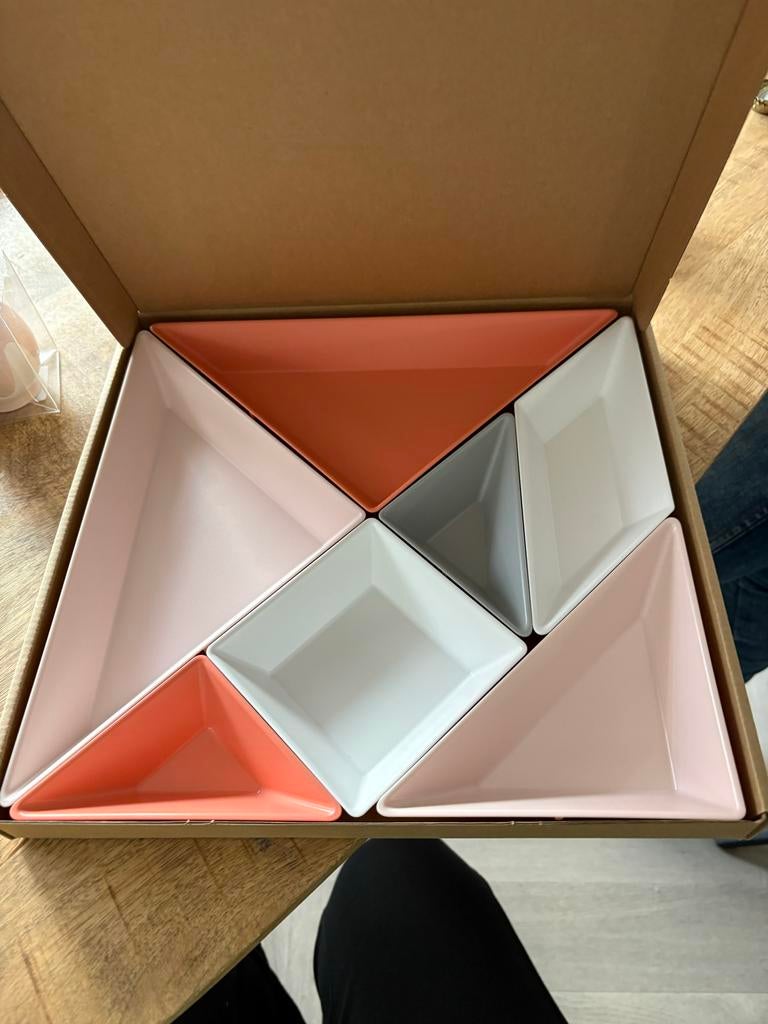 Koziol Tangram Ready serveerschalen tapas roze grijs wit, Kunststof, Schaal, Nieuw, Ophalen of Verzenden
