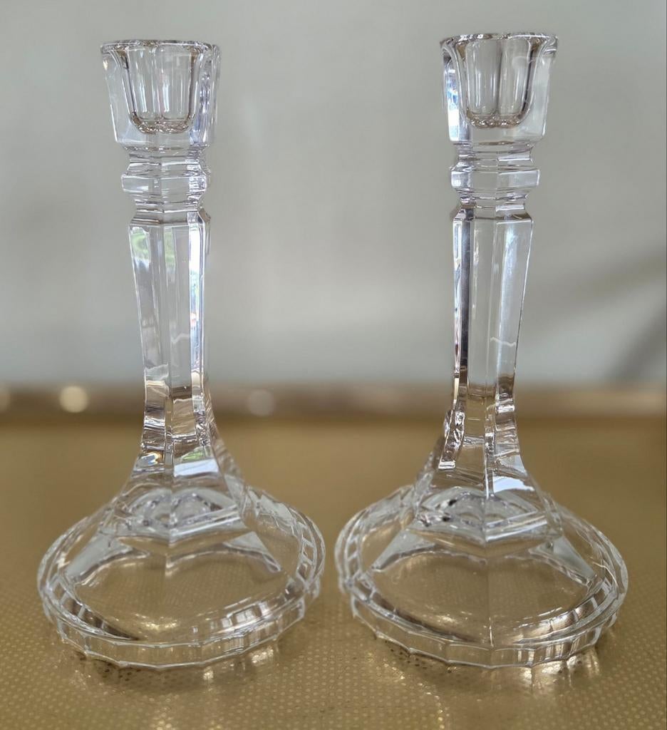 2 Kristallen RCR kandelaars, Ophalen of Verzenden, Kristal
