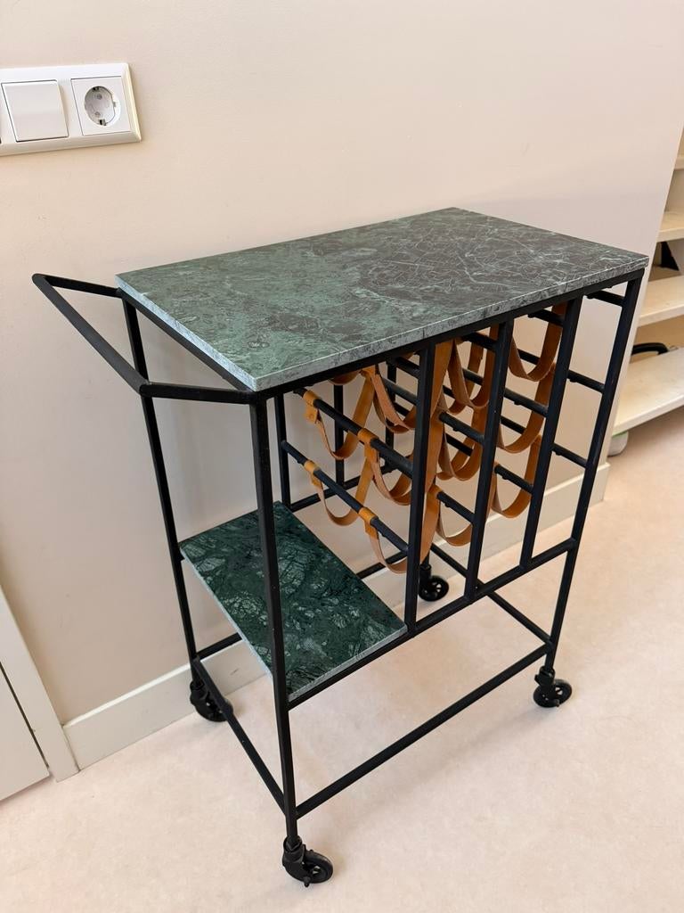 Dutchbone Mil Serving Trolley groen marmer, Ophalen, Gebruikt, 50 tot 100 cm, Metaal