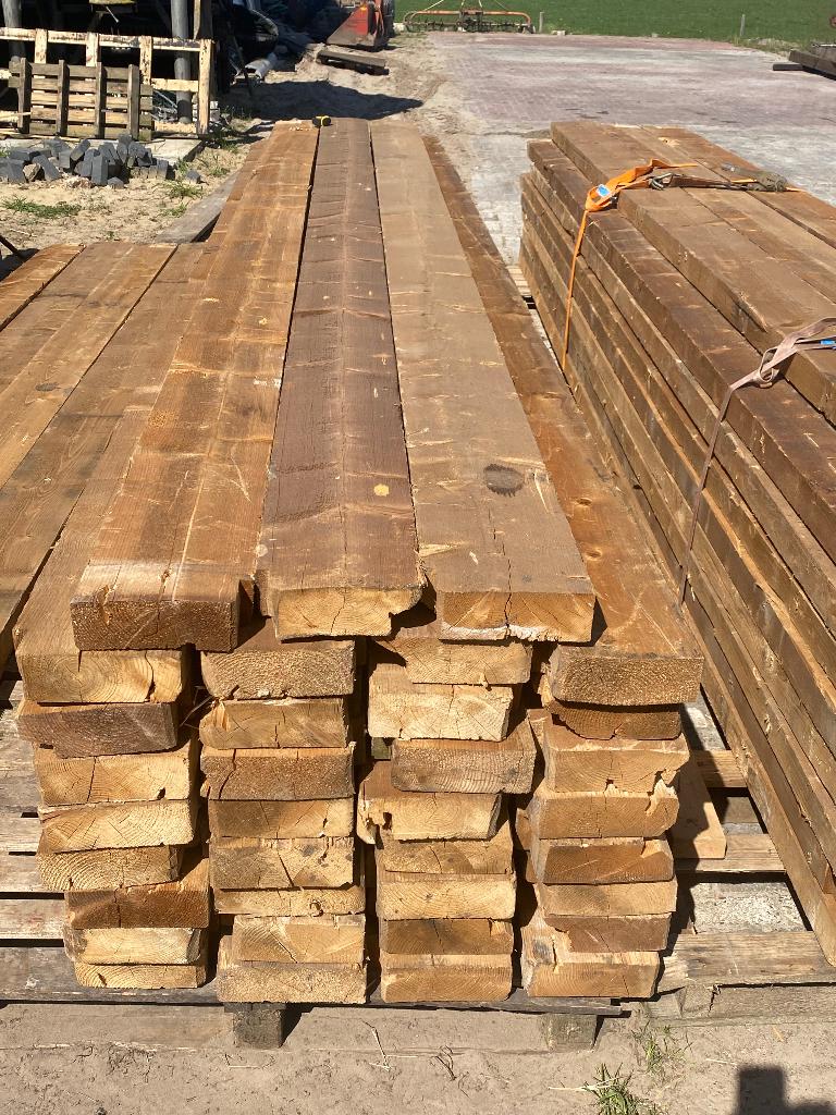 Partij mooie gordingen / balken, Doe-het-zelf en Verbouw, Hout en Planken, Ophalen, Gebruikt, Balk, Vuren