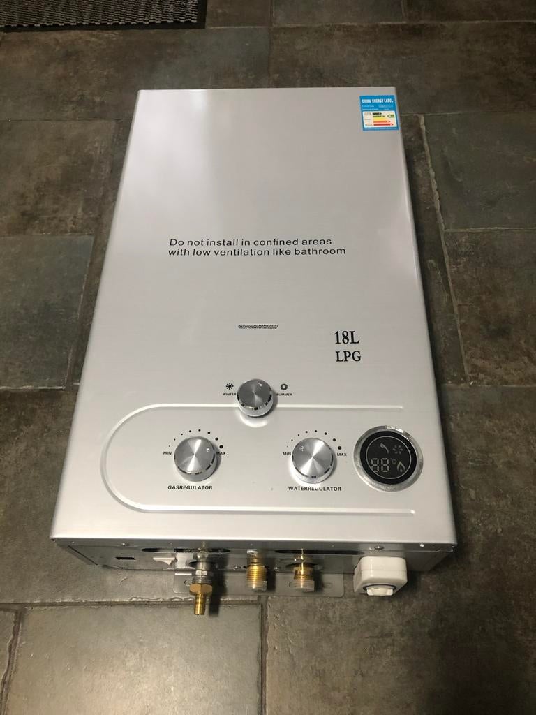 18L Propaan Butaan LPG Geiser Camping zonder waakvlam Gas, ., Nieuw, Ophalen of Verzenden, .