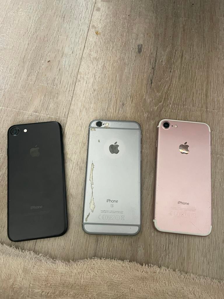 3 iPhones  (6/6s/7) voor onderdelen + laders & houders, Ophalen, Overige modellen, 64 GB, Zonder simlock
