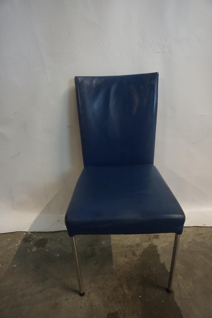 Blauwe leren Bert Plantagie stoel eetkamerstoel, Ophalen, Gebruikt, Blauw, Bert Plantagie