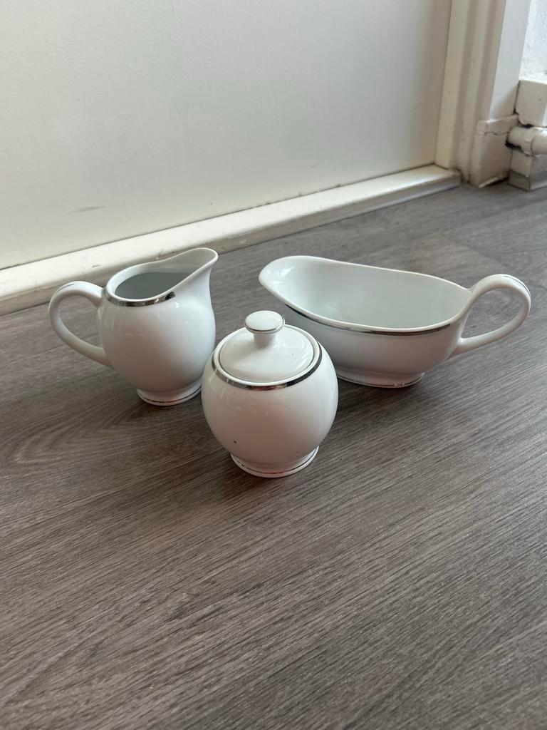 Alt Regenburg servies setje wit met zilver, Ophalen, Gebruikt, Overige typen, Effen