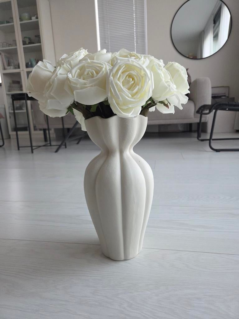 Off white vaas Kwantum, Ophalen, Wit, Aardewerk of Porselein, Zo goed als nieuw