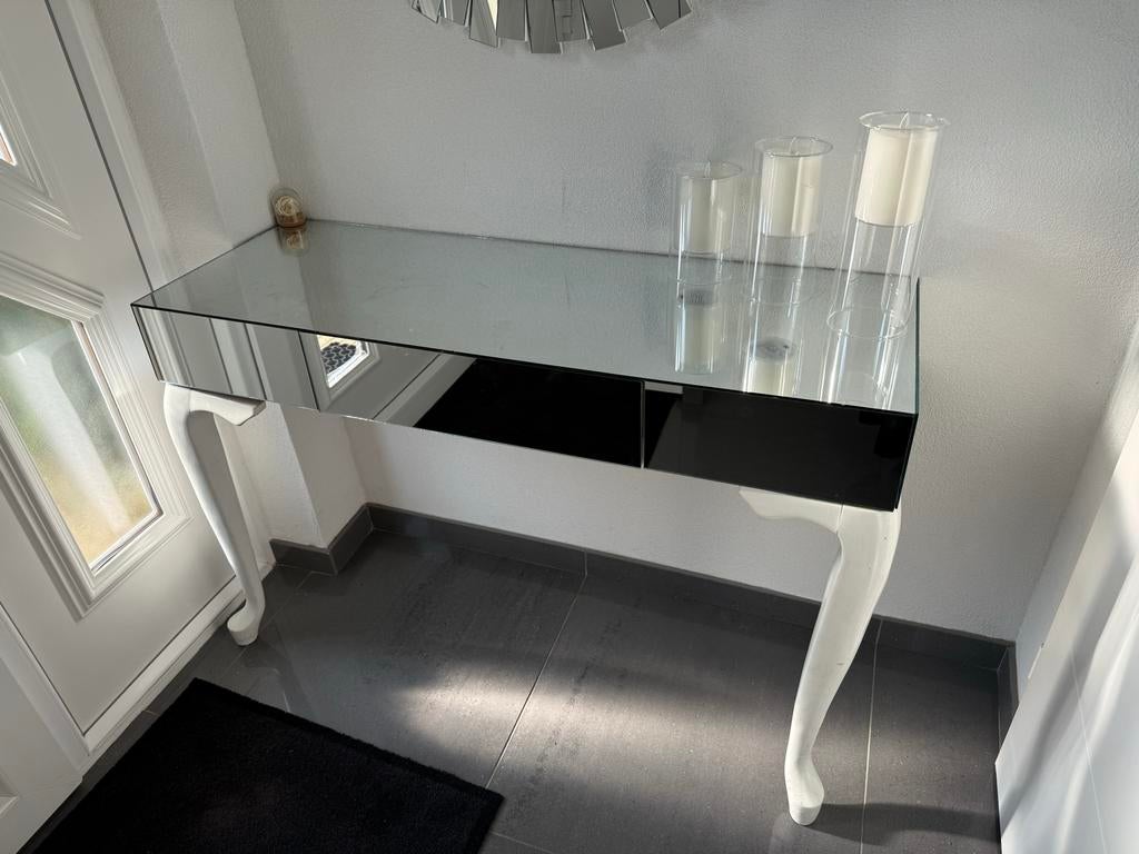 Sidetable met spiegelglas, Huis en Inrichting, Tafels | Sidetables, Gebruikt, 50 tot 100 cm, Ophalen of Verzenden, Glas