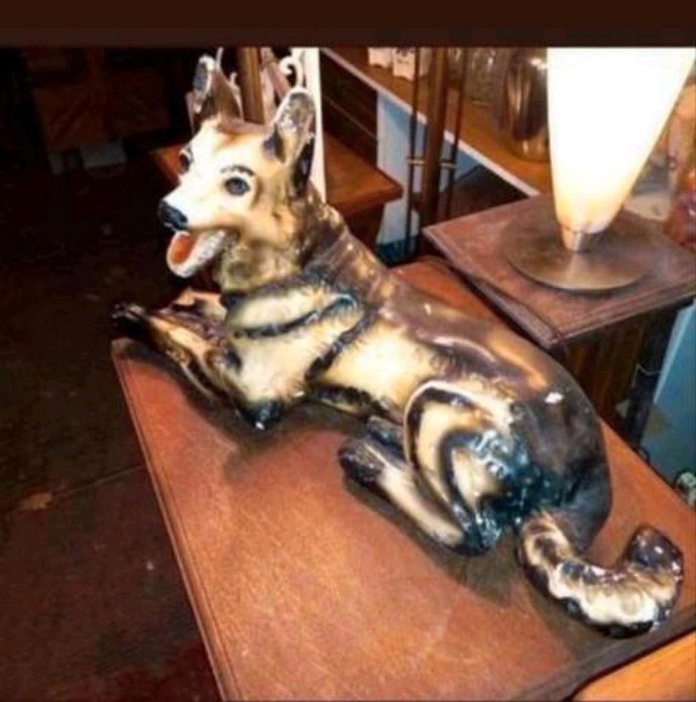 Antiek Herdershond Beeld - Uniek Decoratiestuk, Verzamelen, Ophalen of Verzenden