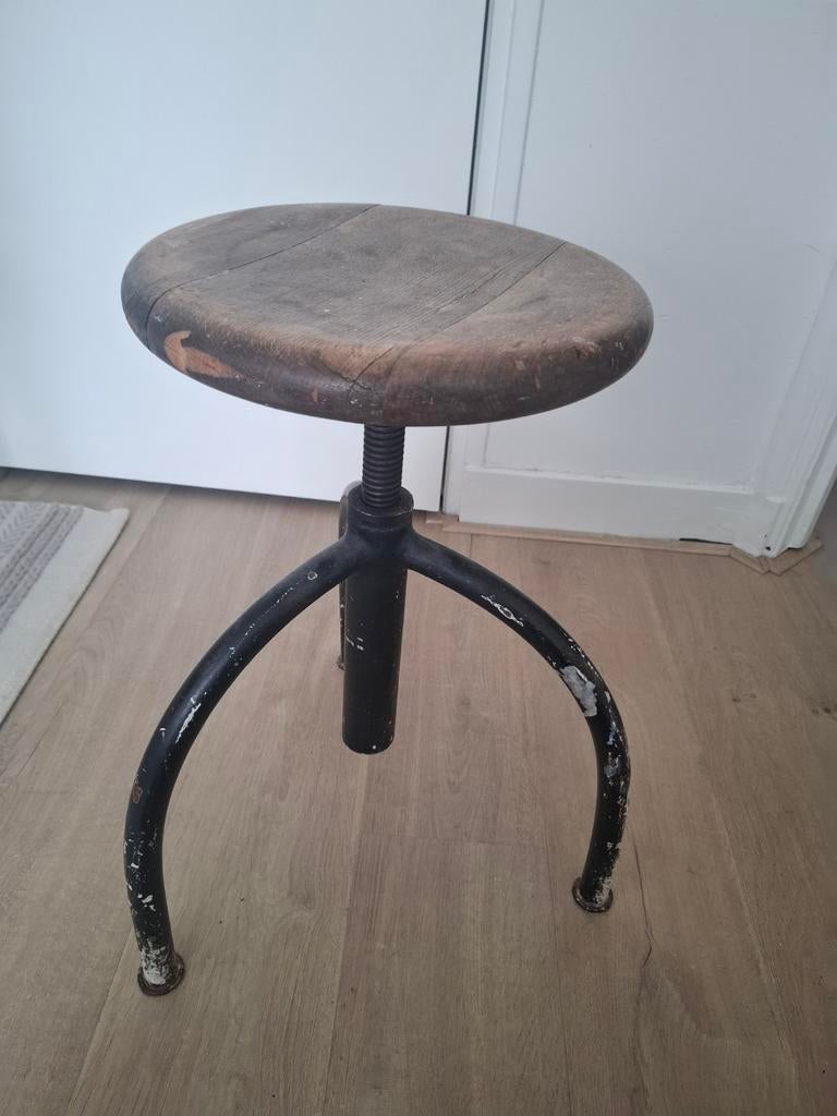 Vintage retro industriële antieke kruk krukje pianokruk, Huis en Inrichting, Krukjes, Ophalen, In hoogte verstelbaar, Gebruikt