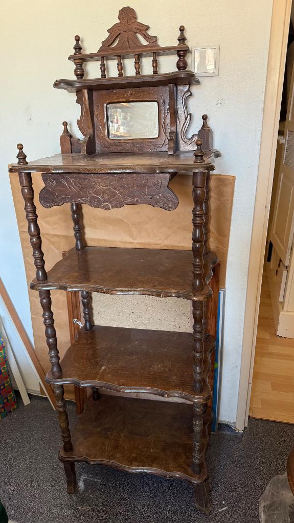 Prachtige antieke Victoriaanse étagère  ., Ophalen, Gebruikt