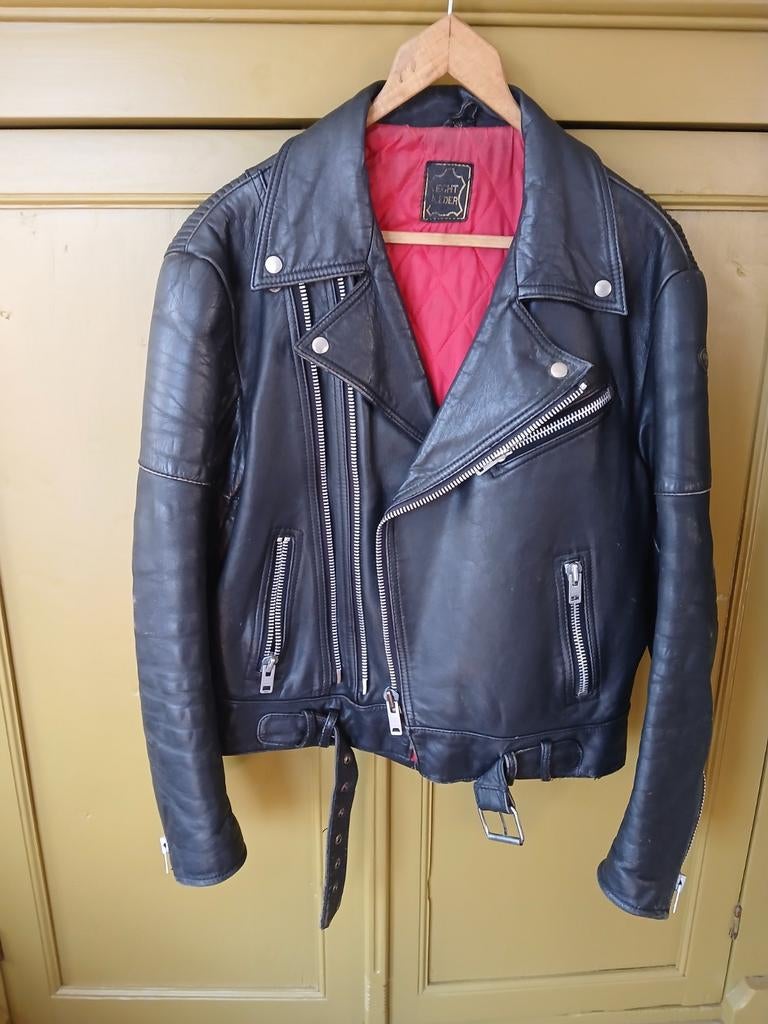 Vintage motorjas leer mt 52, Motoren, Kleding | Motorkleding, Jas | leer, Tweedehands, Ophalen of Verzenden