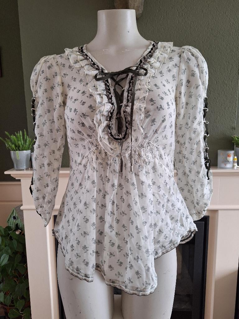 High Use lieflijk blouse tuniek top 34 XS 36 S, Wit, Zo goed als nieuw, Maat 36 (S), Verzenden