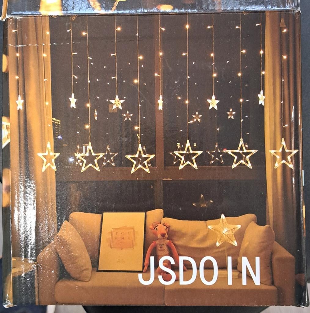 LED Lichtgordijn Sterren - Warm Wit met 8 standen