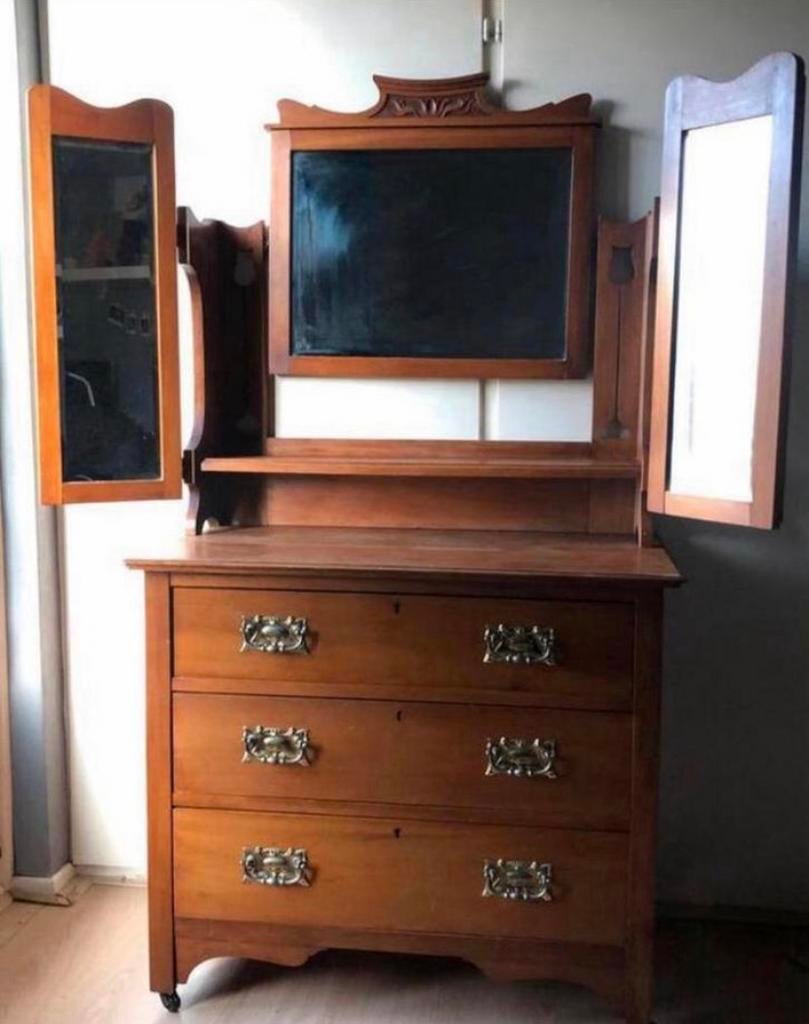 Antieke ladenkast met opzet met 3 spiegels, Ophalen