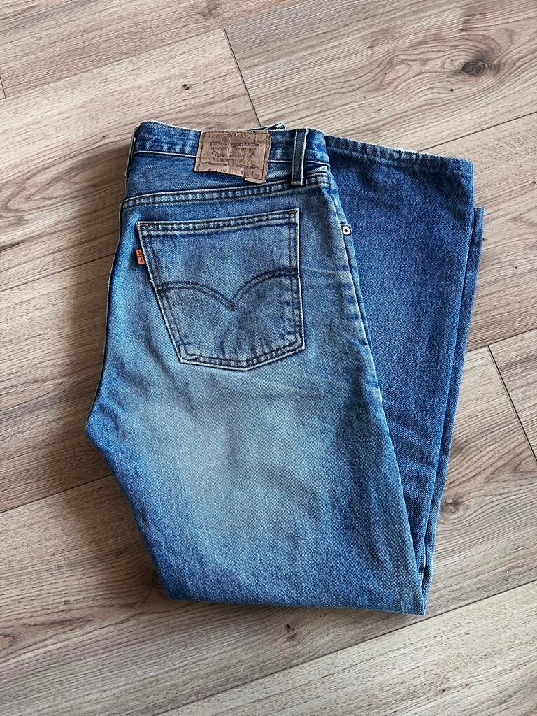 Vintage Levi's 611 Orange Tab Jeans - Slim Straight W34 L32, Ophalen of Verzenden, Gedragen, Blauw, W33 - W34 (confectie 48/50)