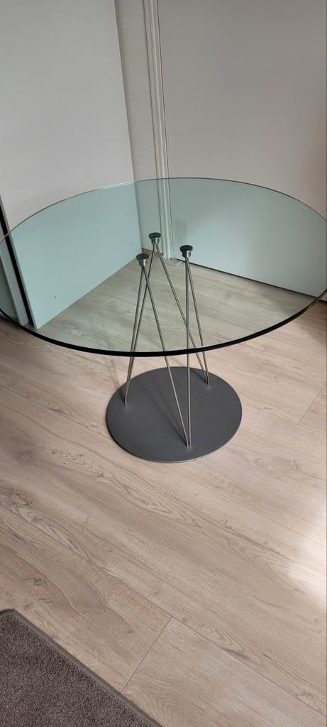 Rond design bijzettafel met glasplaat, diameter 80 cm, Huis en Inrichting, Tafels | Bijzettafels, Rond, 75 cm of meer, Modern