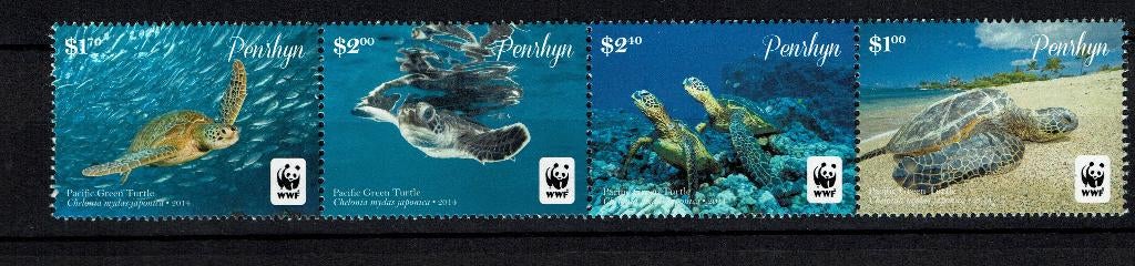PENRHYN 2014 PF WWF SERIE SCHILDPADDEN REPTIELEN TURTLES, Ophalen of Verzenden, Postfris, Dier of Natuur