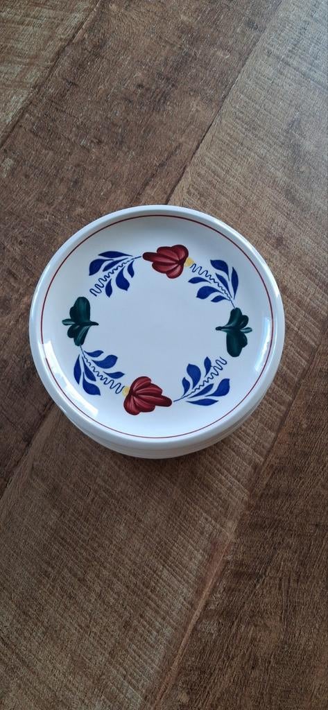 12 gebaksbordjes boerenbont in nieuwstaat, Huis en Inrichting, Keuken | Servies, Ophalen, Zo goed als nieuw, Bord(en), Aardewerk