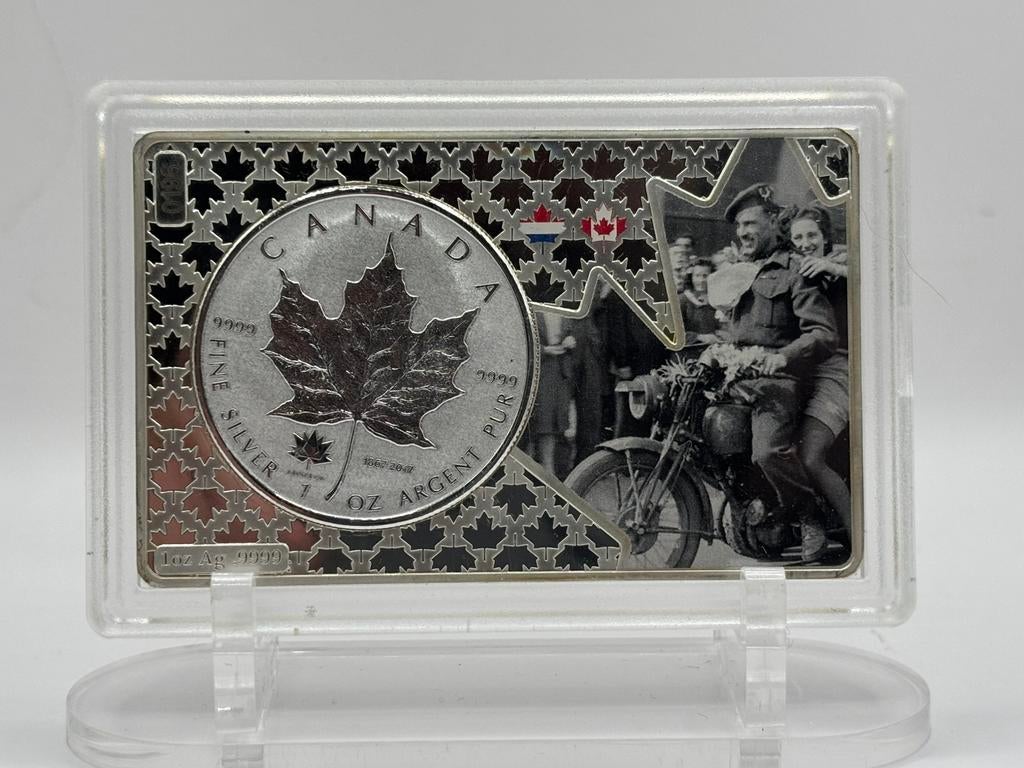 1oz Maple leaf reverse proof privy 150 years canada zilver, Postzegels en Munten, Edelmetalen en Baren, Ophalen of Verzenden, Zilver