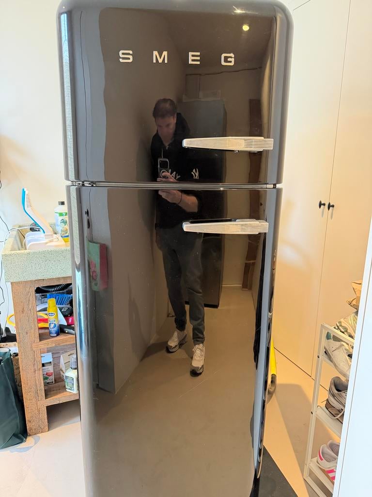 Smeg FAB30 Zwarte Koel-vriescombinatie, Ophalen, Gebruikt, 200 liter of meer, 160 cm of meer