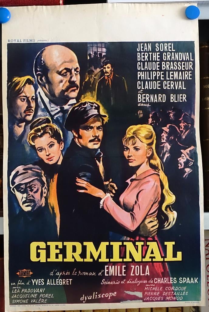 Filmposter Germinal - Yves Allegret Jean Sorel, Ophalen of Verzenden, Gebruikt, A1 t/m A3, Film en Tv