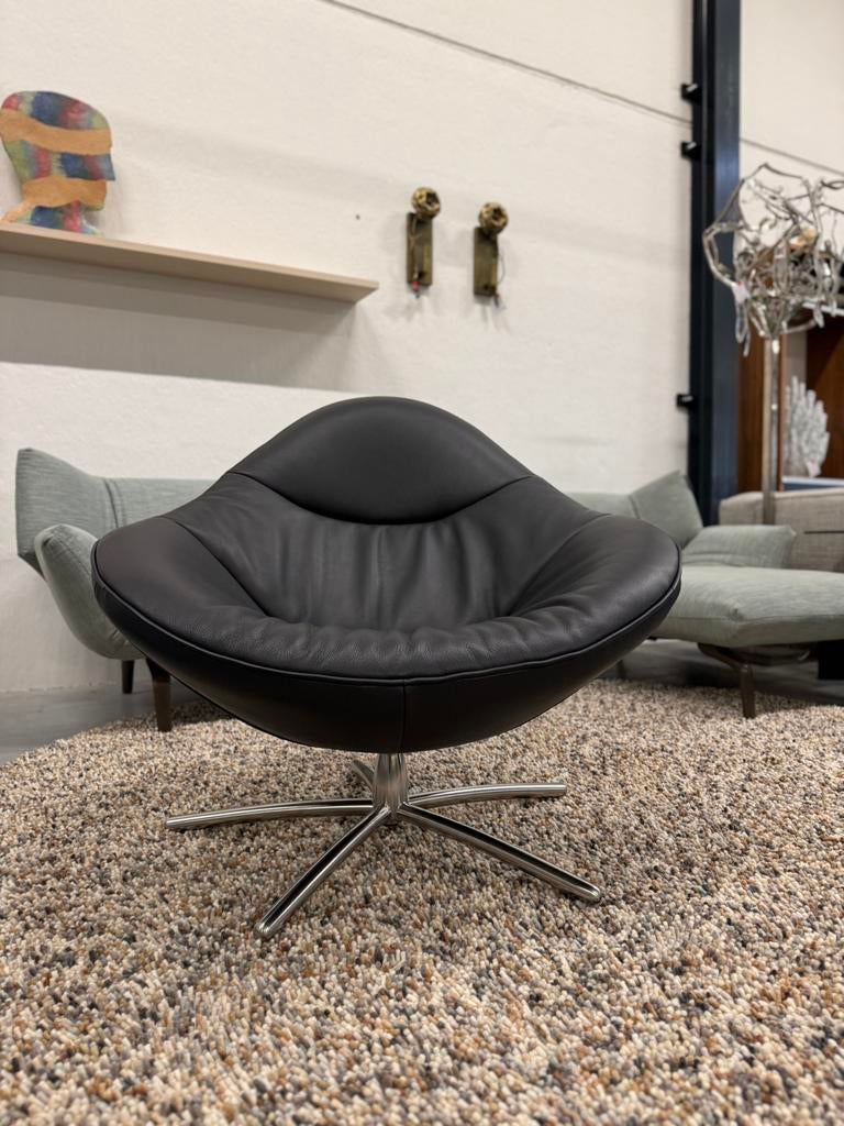 Nieuw Label Vandenberg Hidde Soft Fauteuil Zwart leer Gin, Nieuw, Label van den Berg, 50 tot 75 cm, Leer
