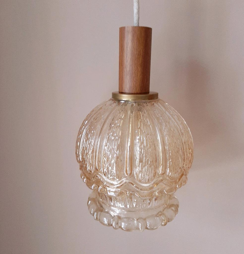 Vintage bubble hanglamp | Vintage bol amberkleur jaren 60, Ophalen of Verzenden, Minder dan 50 cm