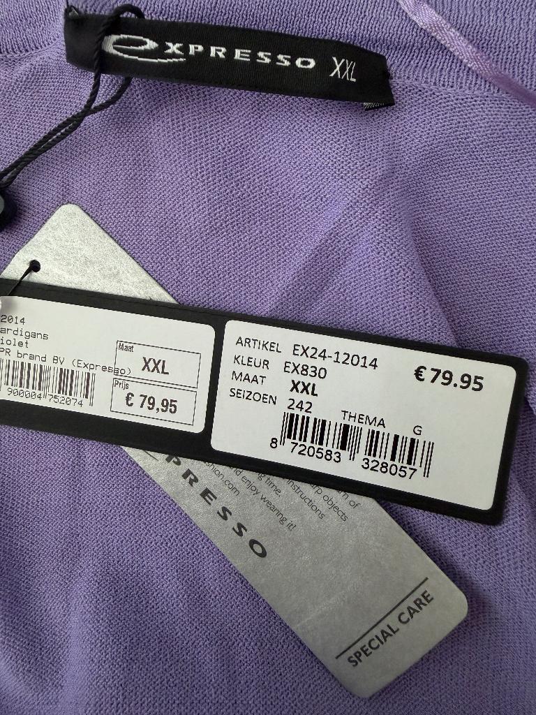Expresso vest NIEUW XXL, Kleding | Dames, Truien en Vesten, Paars, Maat 46/48 (XL) of groter, Nieuw, Ophalen of Verzenden