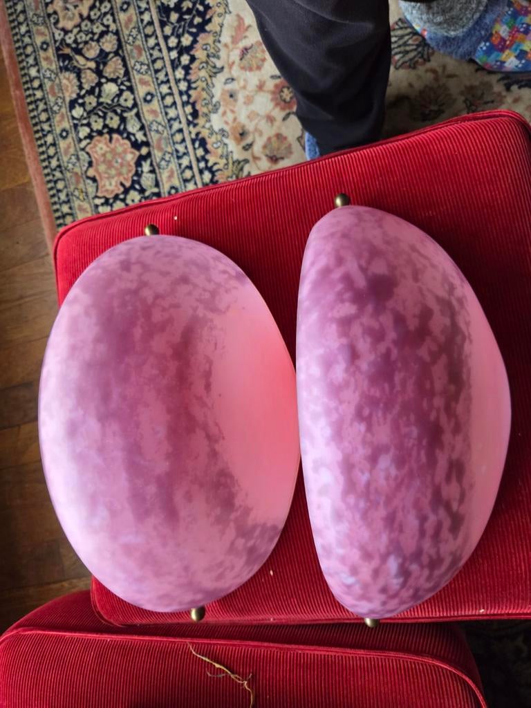 Glaspasta lampen glazen roze gewolkt pate de verre glaspasta, Antiek en Kunst, Antiek | Lampen, Ophalen of Verzenden