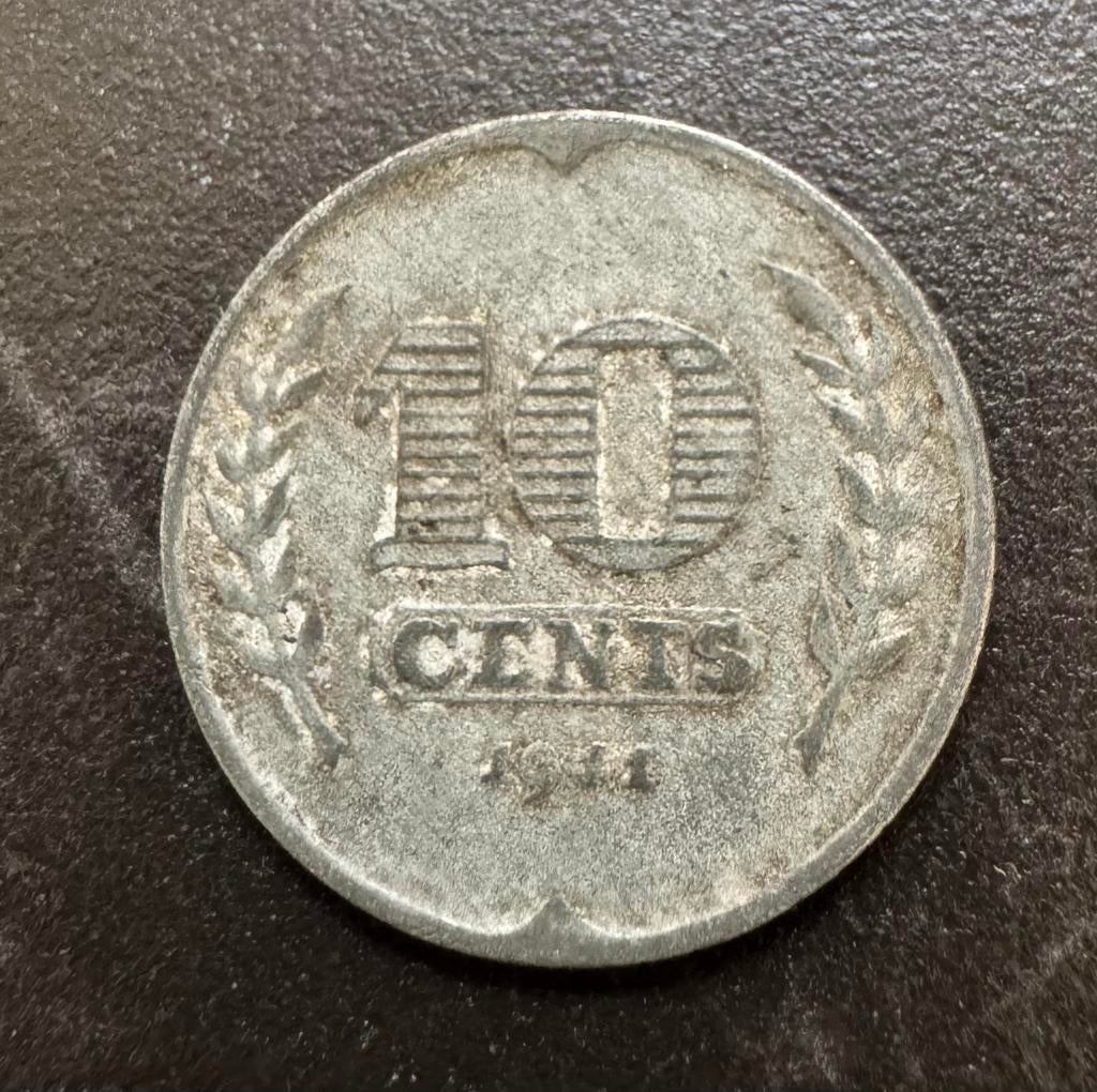 Oorlogsgeld zinken dubbeltje nederland 1941 2e wereld oorlog, Postzegels en Munten, Munten | Nederland, Ophalen of Verzenden, Koningin Wilhelmina