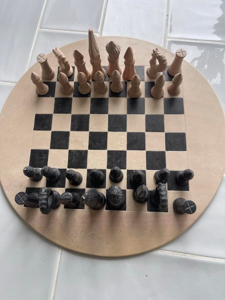 Natuurstenen Schaakbord - Handgemaakt Uniek Stuk, Ophalen of Verzenden