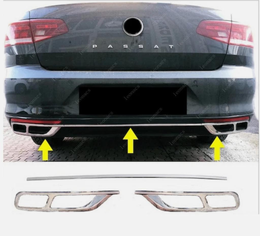 Nieuwe set R-Line uitlaat sierlijsten VW Passat vanaf 2019, Auto diversen, Tuning en Styling, Ophalen of Verzenden