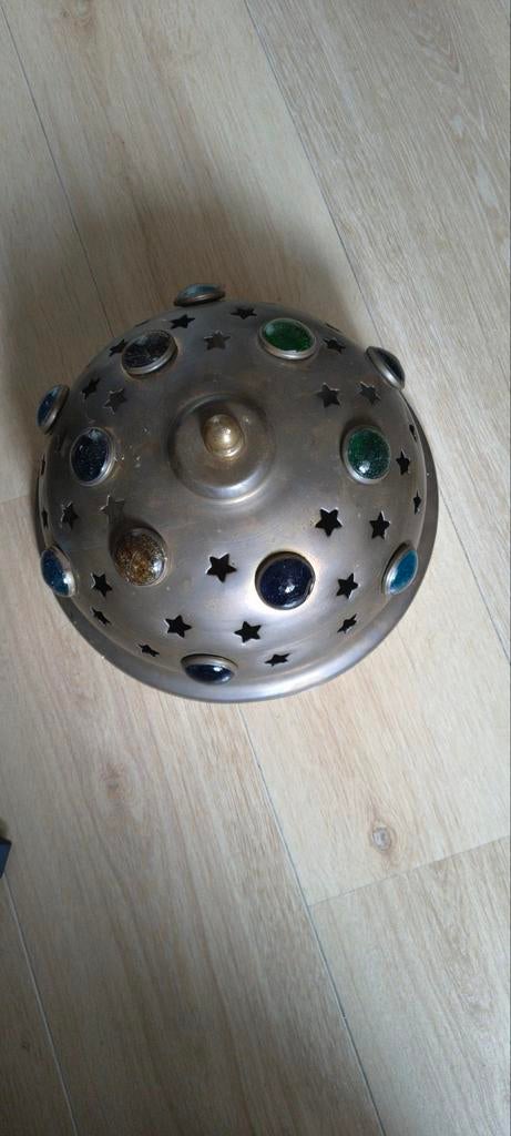 Marokkaanse Plafondlamp met Kleurrijke Details, Bruin, Gebruikt, Ophalen of Verzenden, Metaal
