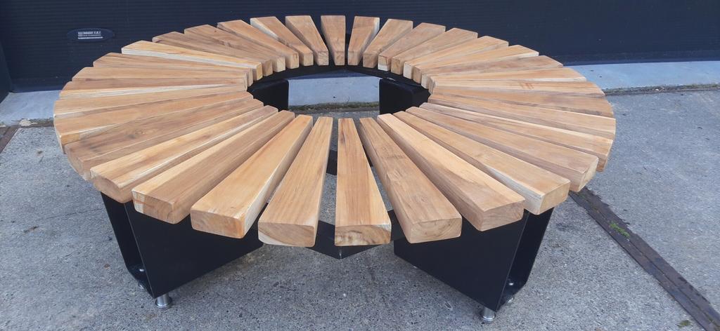 Hardhout Boombank met stalen onderframe – Parkbank, Ophalen of Verzenden, Nieuw