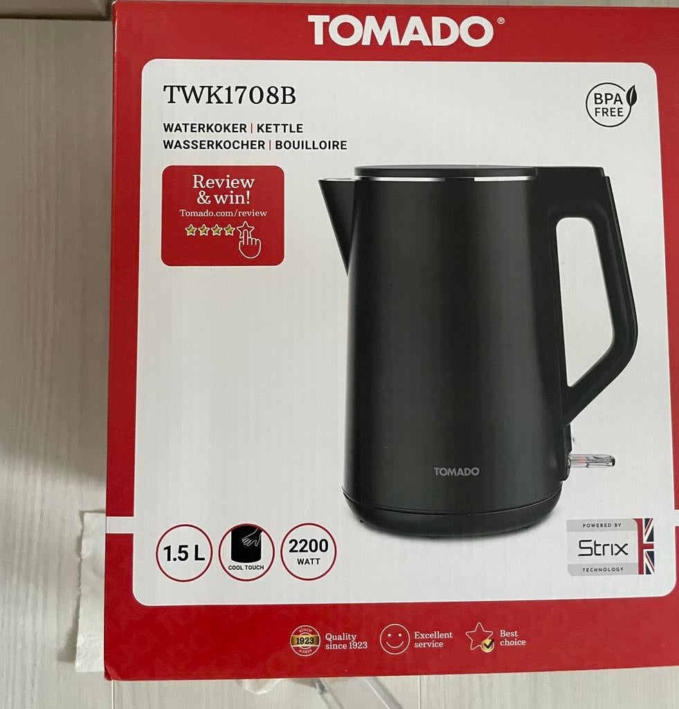 Tomado waterkoker TWK1708B NIEUW IN DOOS, Witgoed en Apparatuur, Waterkokers, 1 tot 2 liter, Ophalen, Nieuw
